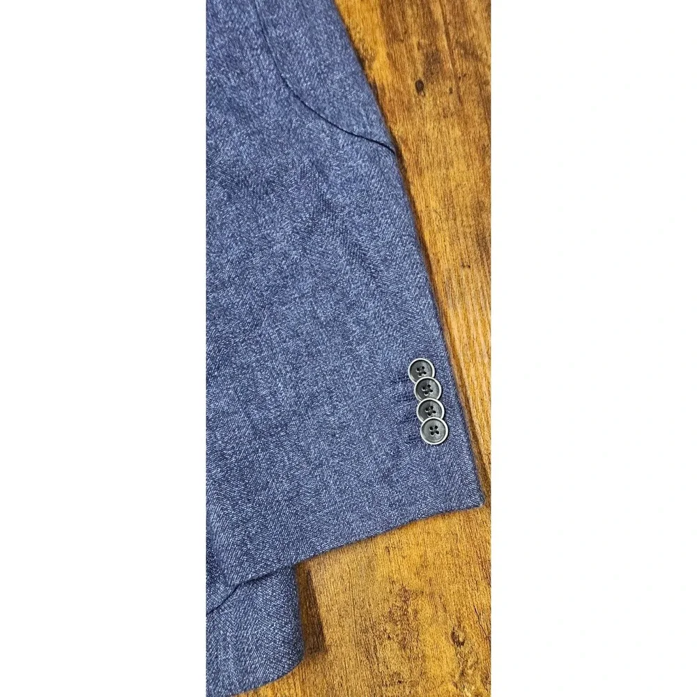 Joseph Abboud Comero Linen Wool Knit Blazer Men's 46 Short Dark Blue Sport Coat